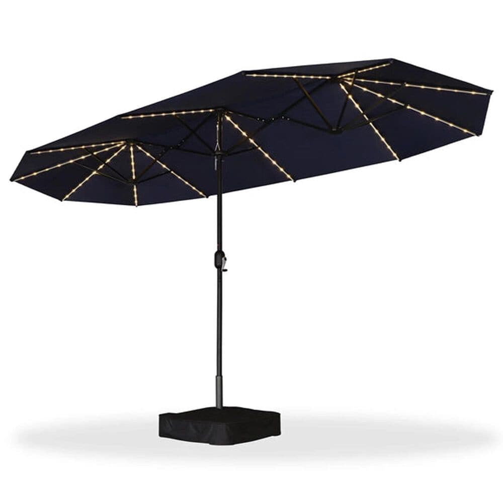 HOMLUX 13" Outdoor Double-Sided Market Umbrella with Base  in Navy Blue, , large