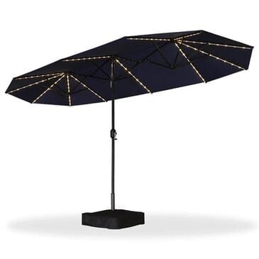 HOMLUX 13" Outdoor Double-Sided Market Umbrella with Base  in Navy Blue, , large
