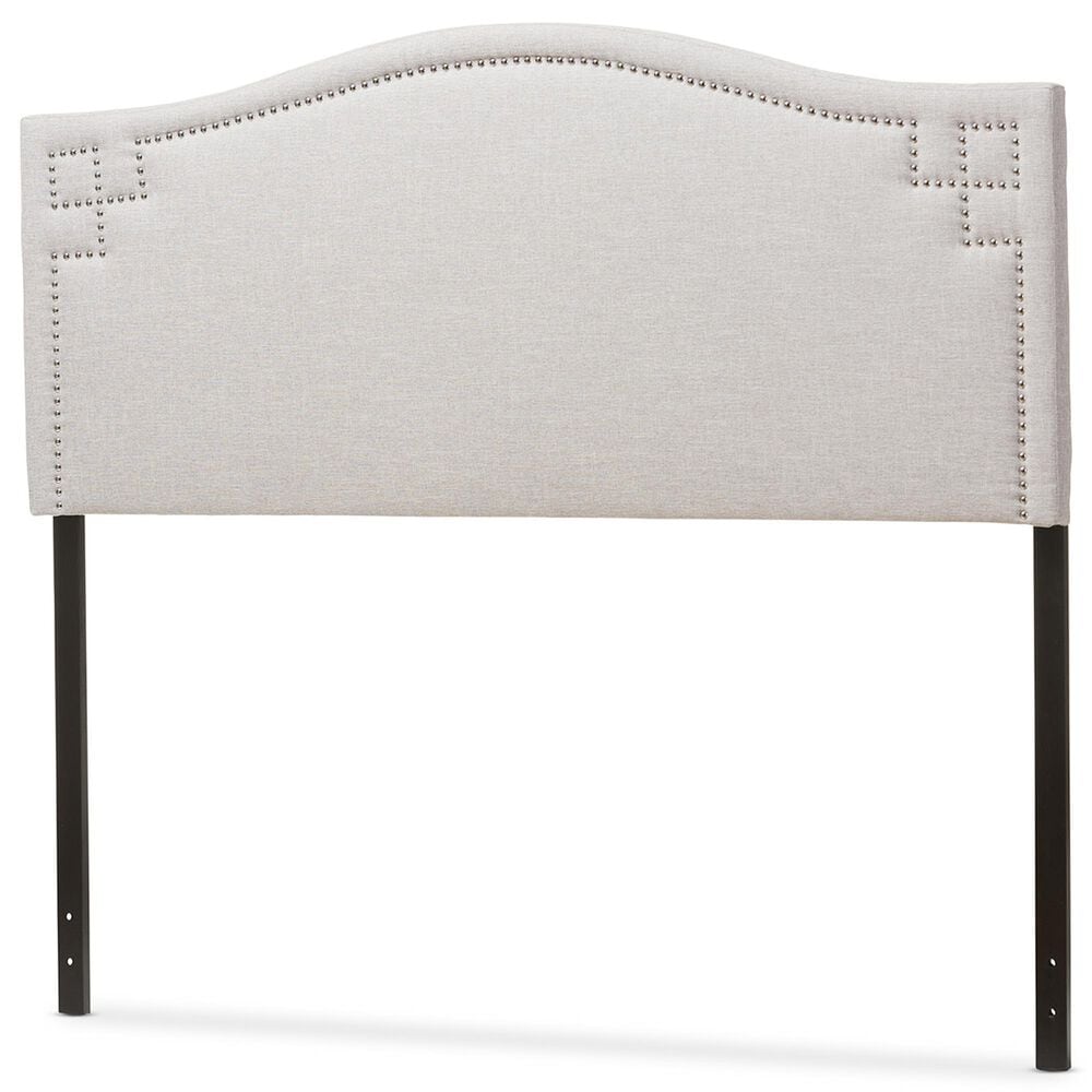 Baxton Studio Aubrey King Upholstered Headboard in Greyish Beige, , large