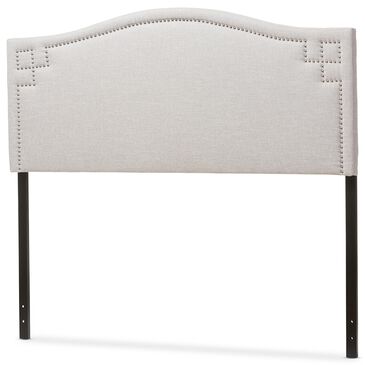 Baxton Studio Aubrey King Upholstered Headboard in Greyish Beige, , large