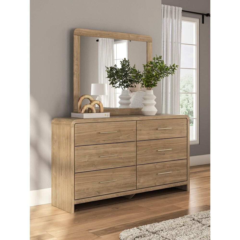 Ashley Gramburg Dresser Mirror in Warm Natural Brown, , large