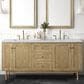 James Martin Vanities Laurent 72" Double Bathroom Vanity in Light Natural Oak with 3 cm Carrara White Marble Top and Rectangular Sinks, , large