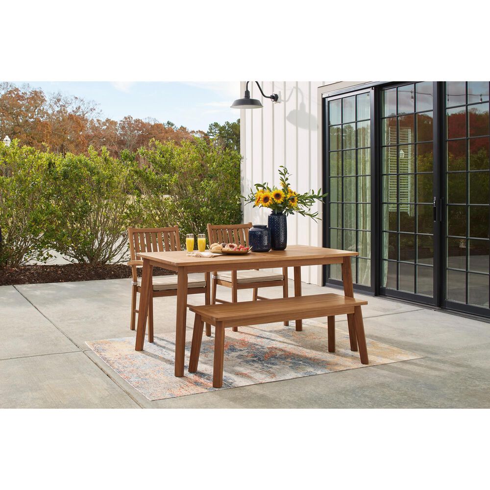 Ashley Janiyah Patio Dining Bench in Light Brown, , large