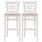 Linon Home Decor Teresa Bar Stool with Gray Cushion in White (Set of 2), , large