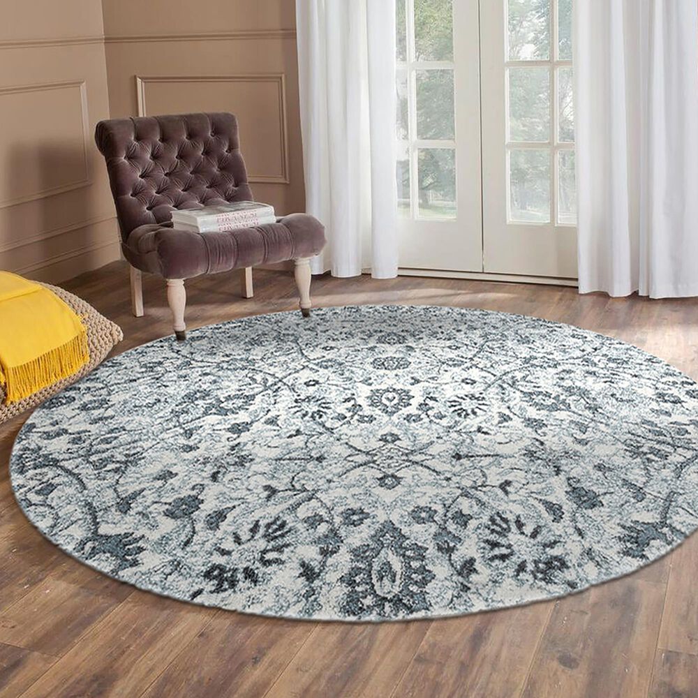 Amer Rugs Alexandria 6&#39;7&quot; Round Light Blue Area Rug, , large