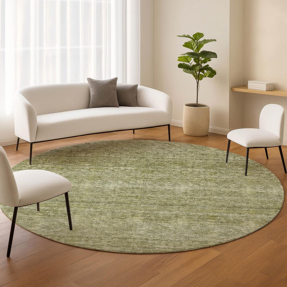 Dalyn Rug Company Soft Essentials Solid Aloe 8' Round Indoor/Outdoor Area Rug, , large