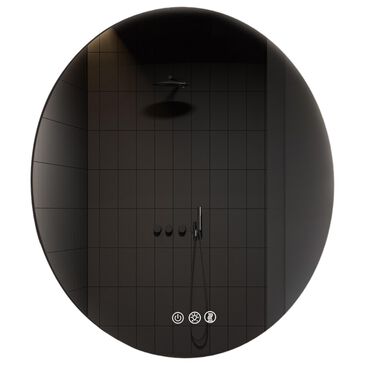 HOMLUX 32" Round Frameless LED Backlit Bathroom Vanity Mirror in Silver, , large