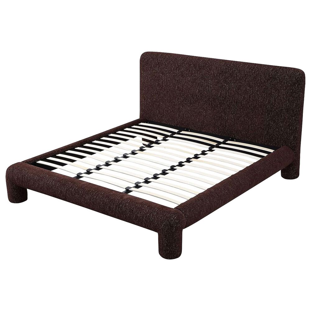 Urban Home Anansi Mocoa Eastern King Upholstered Footboard, Rails and Slats in Mongoose Chenille, , large