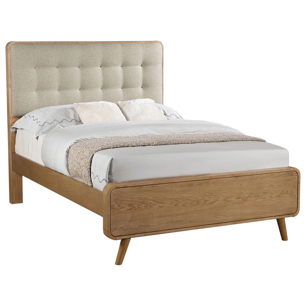 Pacific Landing Robyn Full Upholstered Platform Bed in Cool Biege and Light Ash, , large