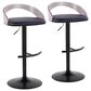 LumiSource Grotto Swivel Barstool with Black Faux Leather Upholstery in Black and Light Grey (Set of 2), , large