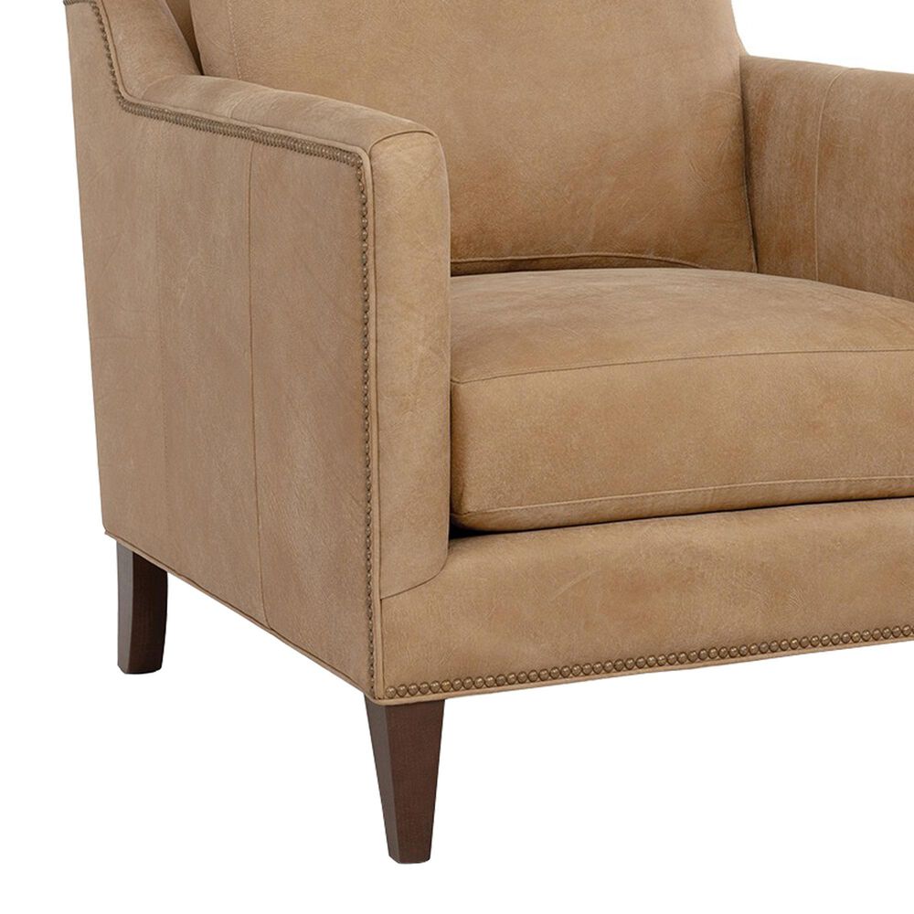 Smith Brothers Leather Stationary Accent Chair in Tan, , large