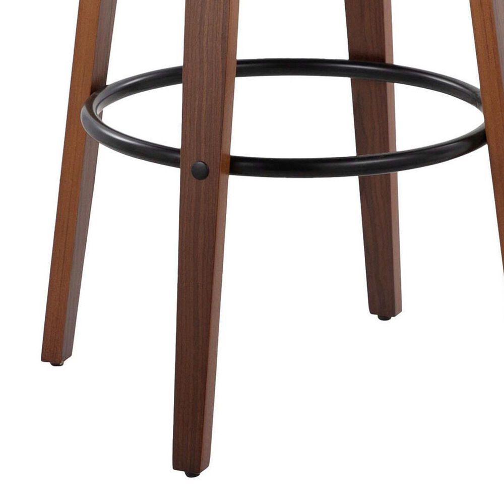 LumiSource Grotto Swivel Bar Stool with Black Velvet Upholstery in Walnut Wood and Black (Set of 2), , large