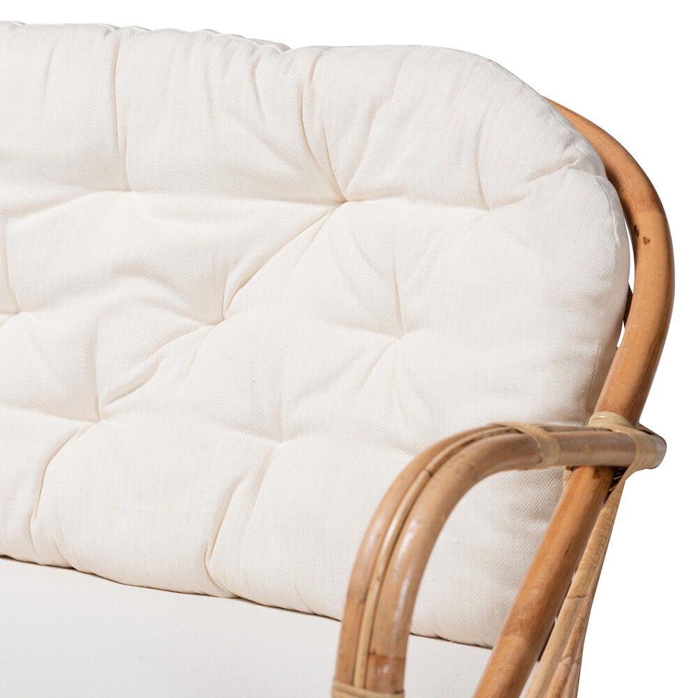 Baxton Studio Aliane Stationary Loveseat in White, , large