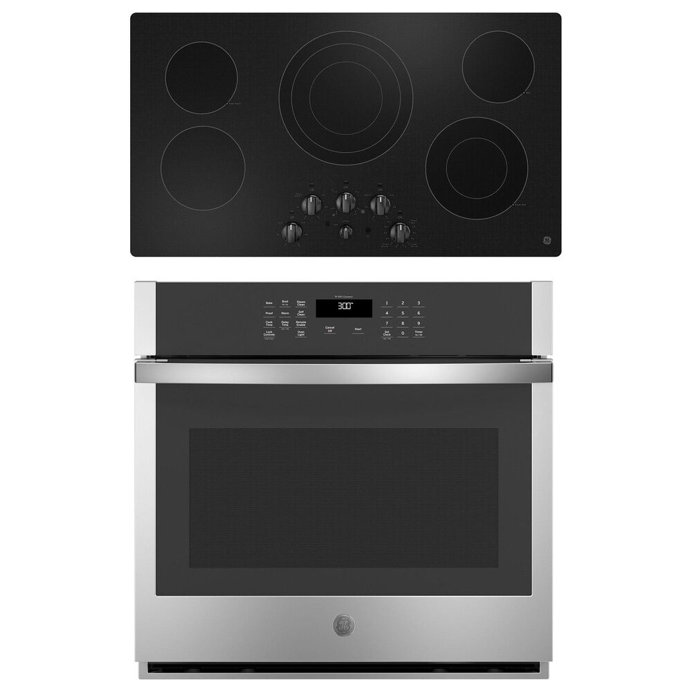 GE Appliances 2-Piece Kitchen Package with 30" Single Wall Oven and 36" Electric Cooktop in Stainless Steel and Black, , large