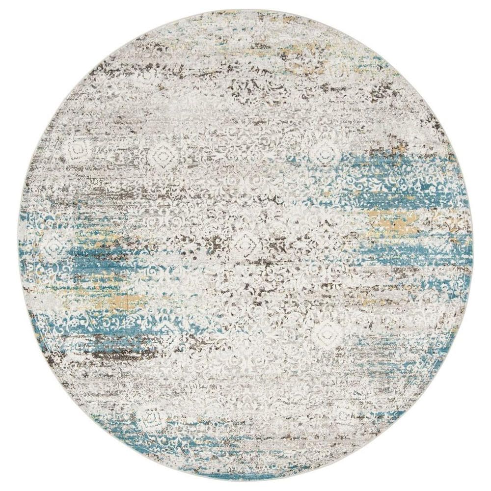 Safavieh Aria ARA183B 6"6" Round Blue and Creme Area Rug, , large