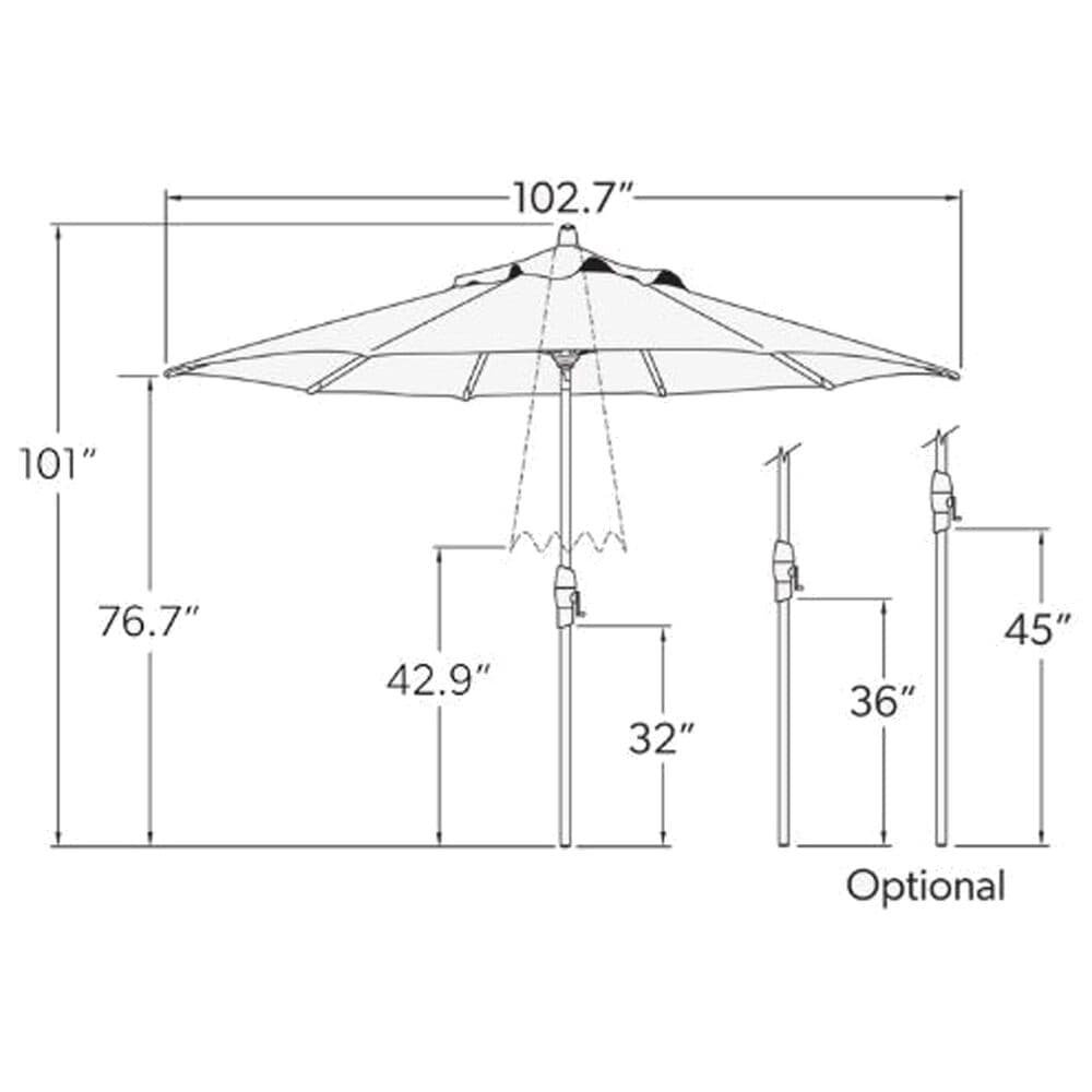 Treasure Garden 9&#39; Umbrella with Black Base in Harper Steel Stripe, , large