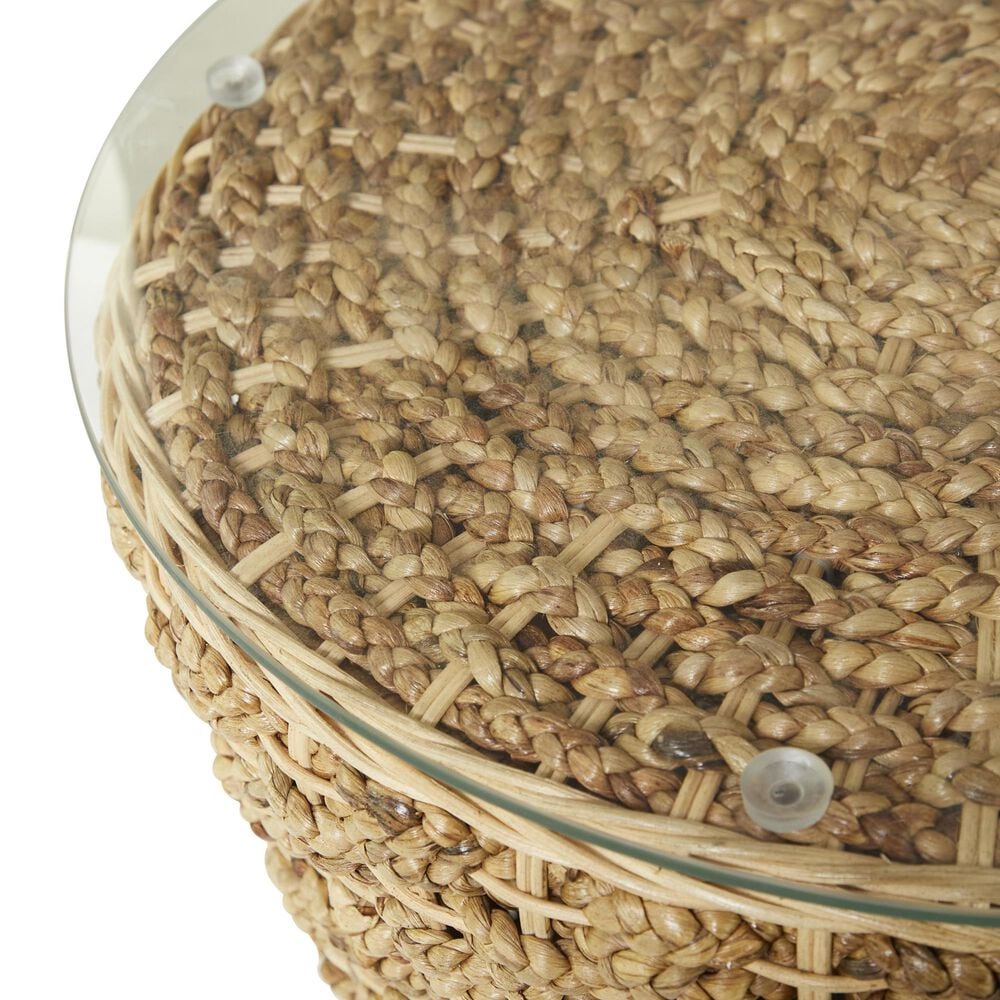 Maple and Jade Seagrass Handmade Woven End Table in Natural Brown, , large