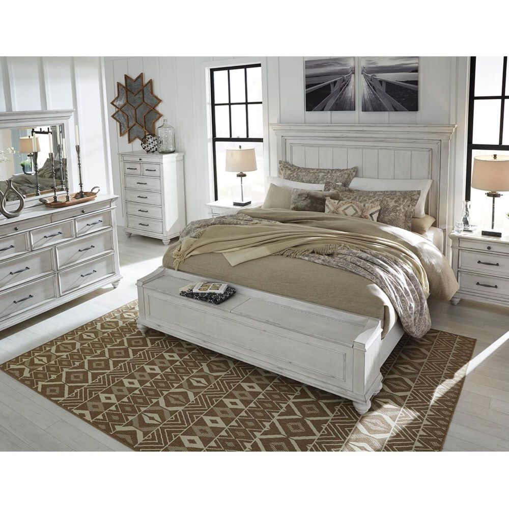 Ashley Kanwyn King Storage Bed in Distressed Whitewash, , large