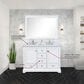 Lexora Home Dukes 48" Double Bathroom Vanity in White with 2 cm White Cultured Marble Top and Rectangular Sinks, , large