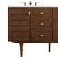 James Martin Vanities Amberly 60" Double Bathroom Vanity in Walnut with 3 cm Arctic Fall Solid Surface Top and Rectangular Sinks, , large