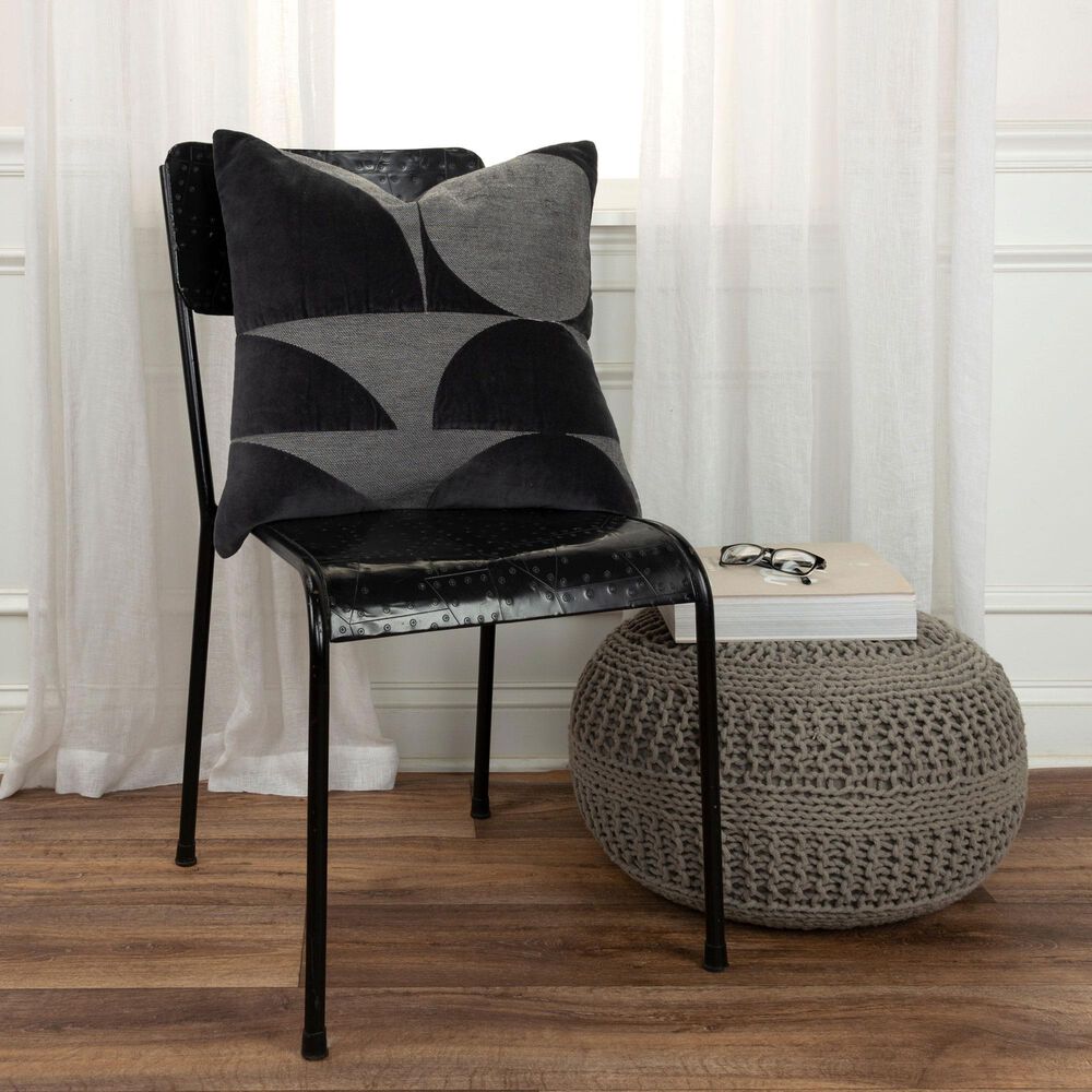 Rizzy Home 20&quot; x 20&quot; Poly Filled Throw Pillow in Dark Grey, , large