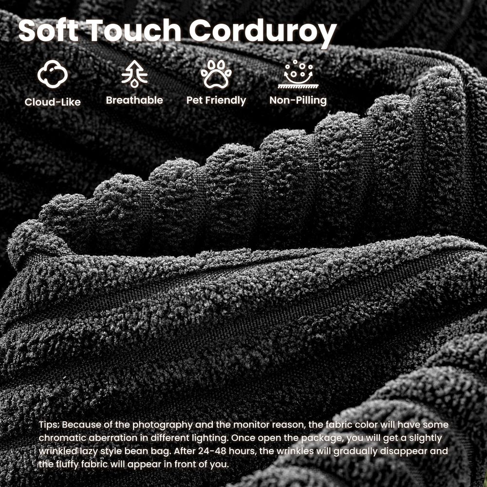 Homlux Oversized Corduroy Chaise Lounge in Black, , large