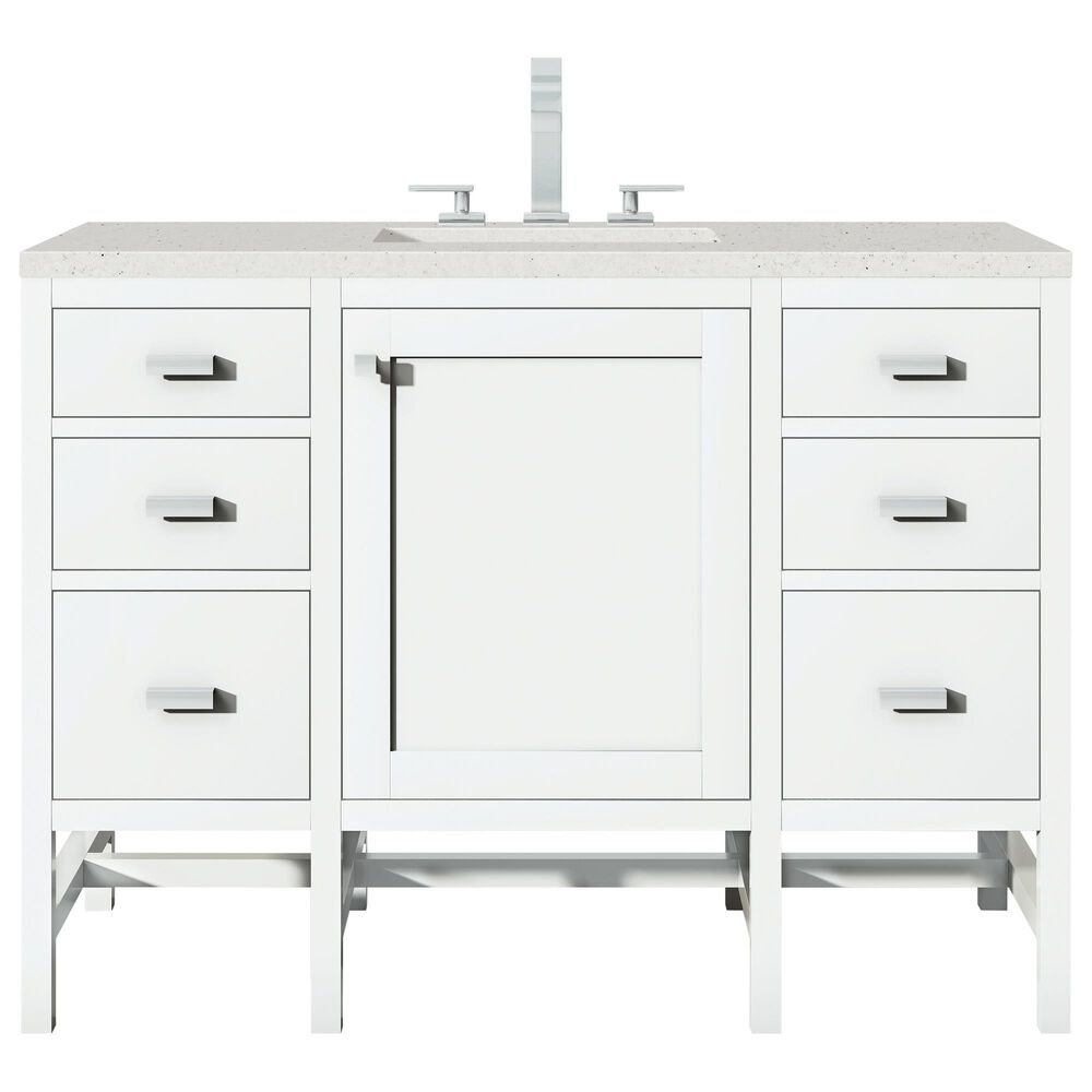 James Martin Vanities Addison 48" Single Bathroom Vanity in Glossy White with 3 cm Lime Delight Quartz Top and Rectangular Sink, , large
