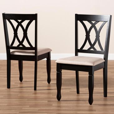 Baxton Studio Reneau Dining Chair in Sand Brown/Espresso (Set of 2), , large