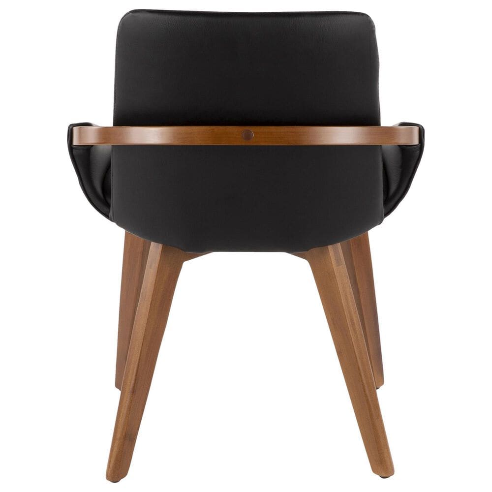 Lumisource Cosmo Arm Chair with Black Faux Leather Cushion in Walnut, , large
