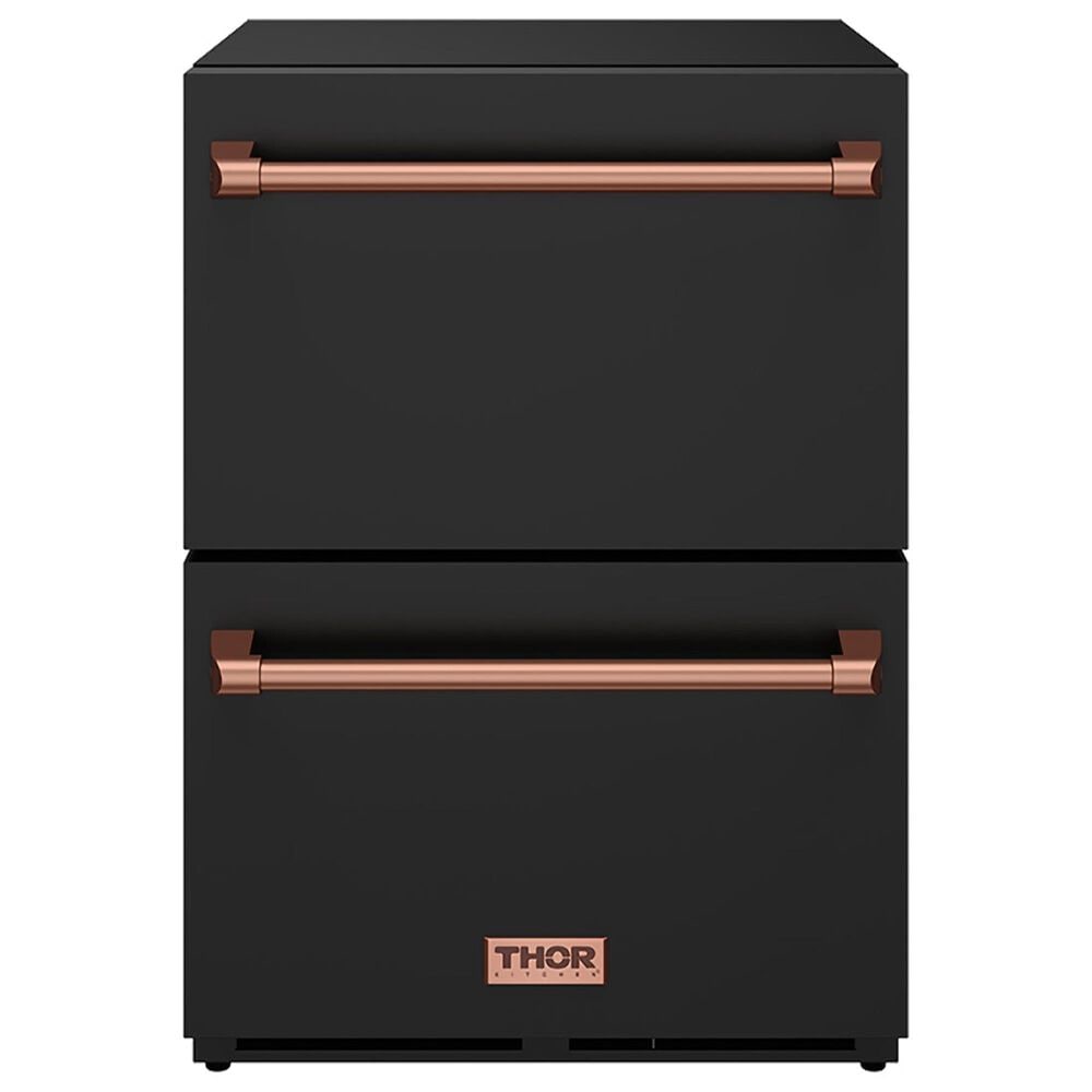 Thor Kitchen Gordon Ramsay 5.4 Cu. Ft. Undercounter Drawer Refrigerator with Rose Gold Handle Kit in Black, , large