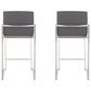 Lumisource Fuji Stackable Counter Stool with Grey Faux Leather Cushion in Brushed Stainless Steel (Set of 2), , large