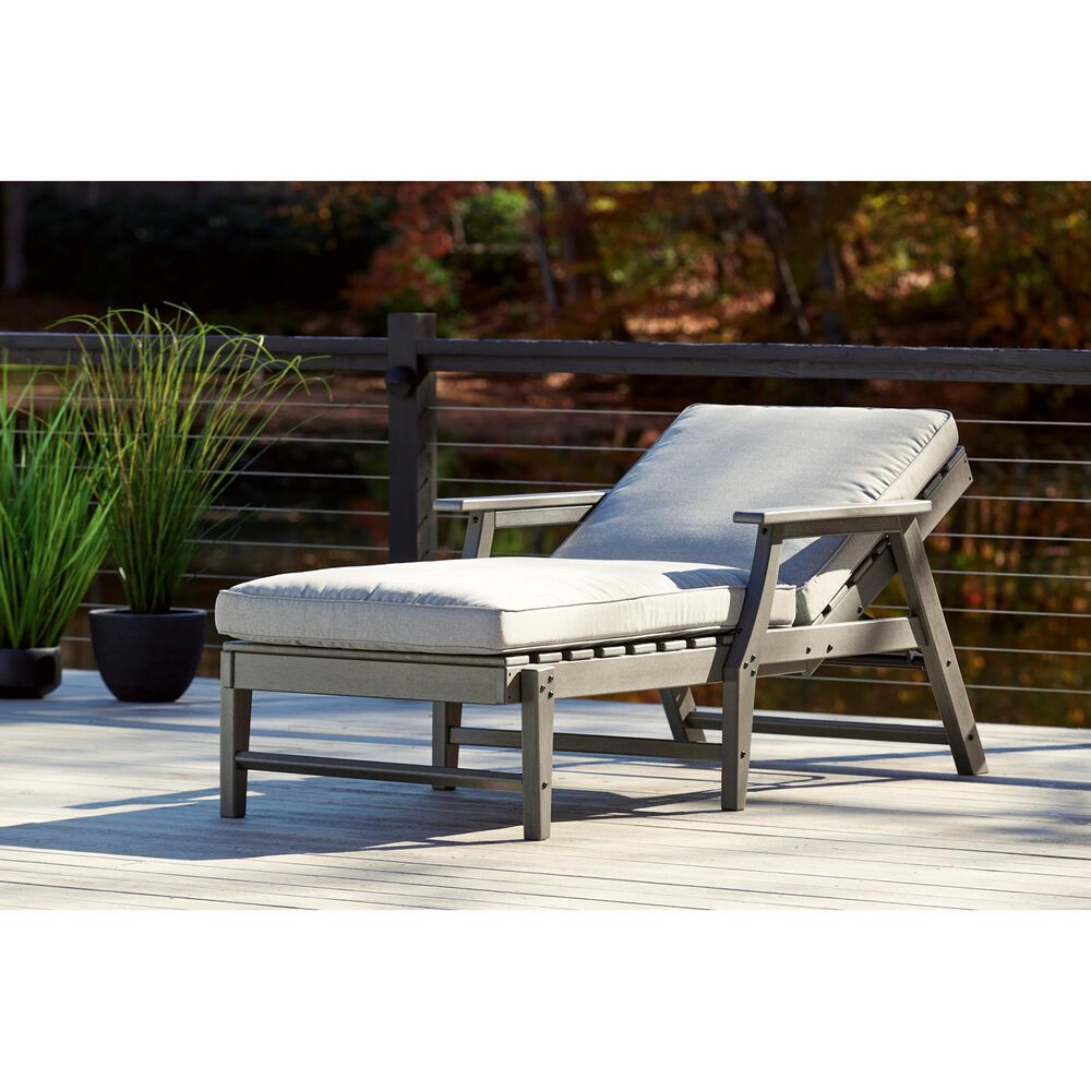 Ashley Visola Chaise Lounge with Cushion in Gray, , large