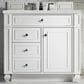 James Martin Vanities Bristol 36" Single Bathroom Vanity in Bright White with 3 cm Ethereal Noctis Quartz Top and Rectangular Sink, , large