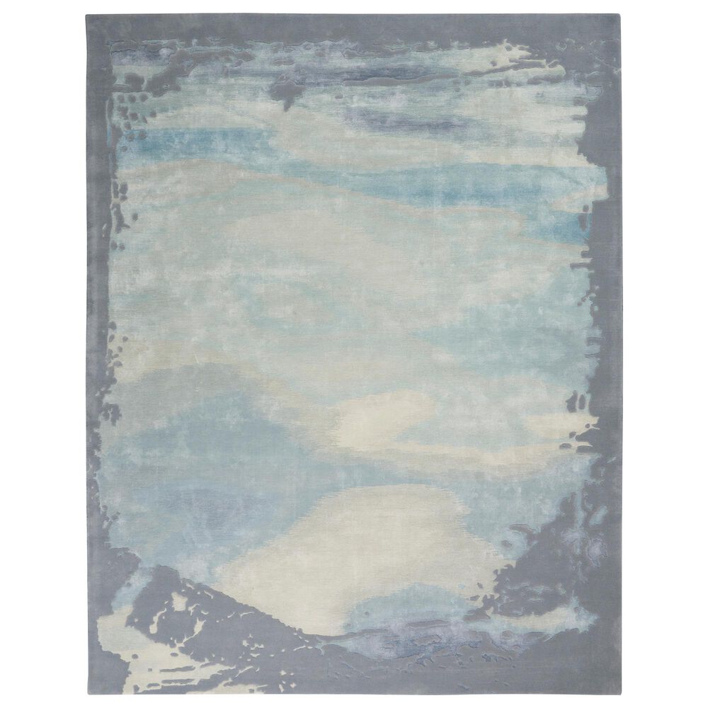 Nourison Prismatic PRS19 9"9" x 13"9" Seafoam and Silver Area Rug, , large