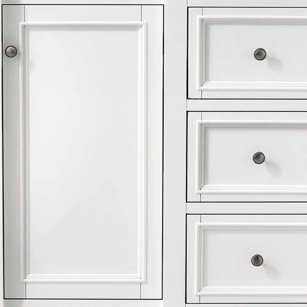 James Martin Vanities De Soto 48" Single Bathroom Vanity in Bright White with 3 cm Parisien Bleu Quartz Top and Rectangular Sink, , large