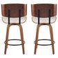 LumiSource Lombardi 26" Swivel Counter Stool with Cream Faux Leather Upholstery in Walnut and Black (Set of 2), , large