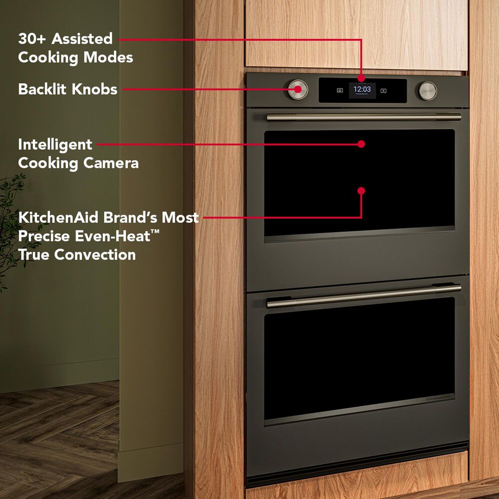 KitchenAid 10 Cu. Ft. Smart Electric Double Wall Oven with Intelligent Cooking Camera in Black Ore, , large