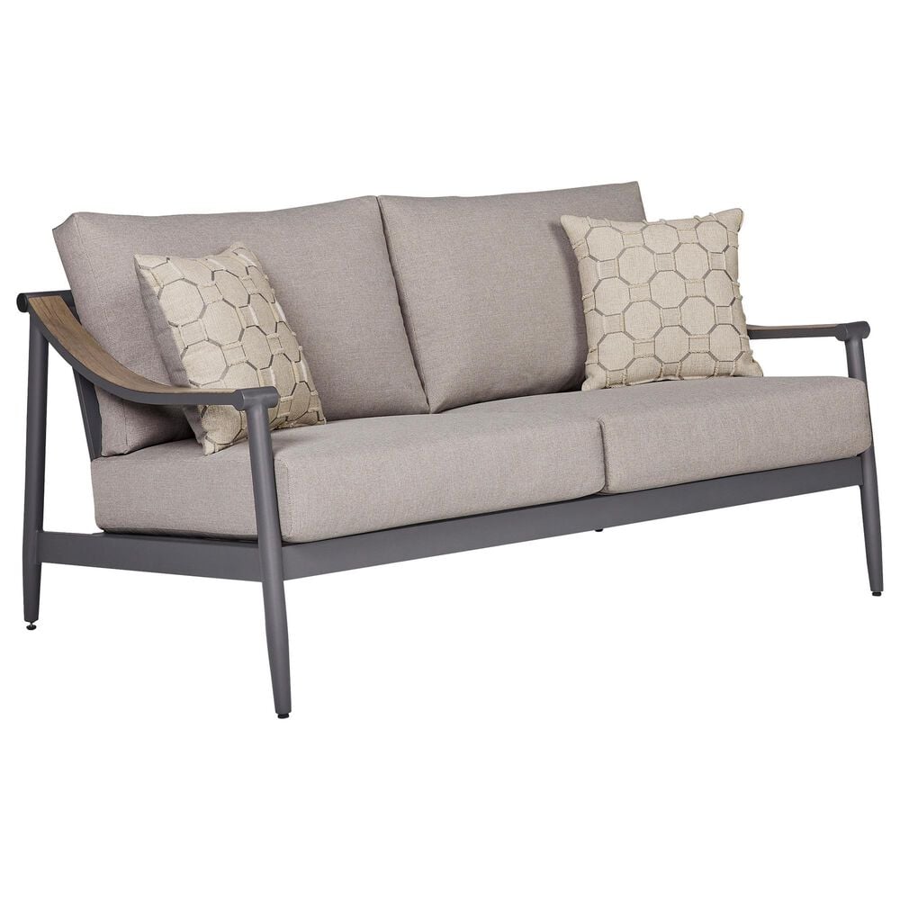 Ashley Ocean Beach Stationary Loveseat with Cushions in Gray, , large