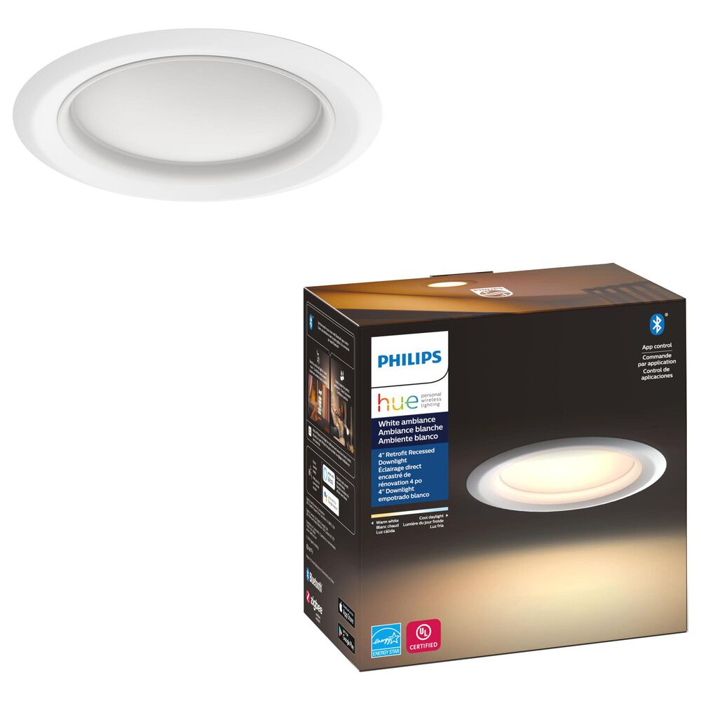 Philips Hue 4" White Ambiance Recessed Downlight in White, , large