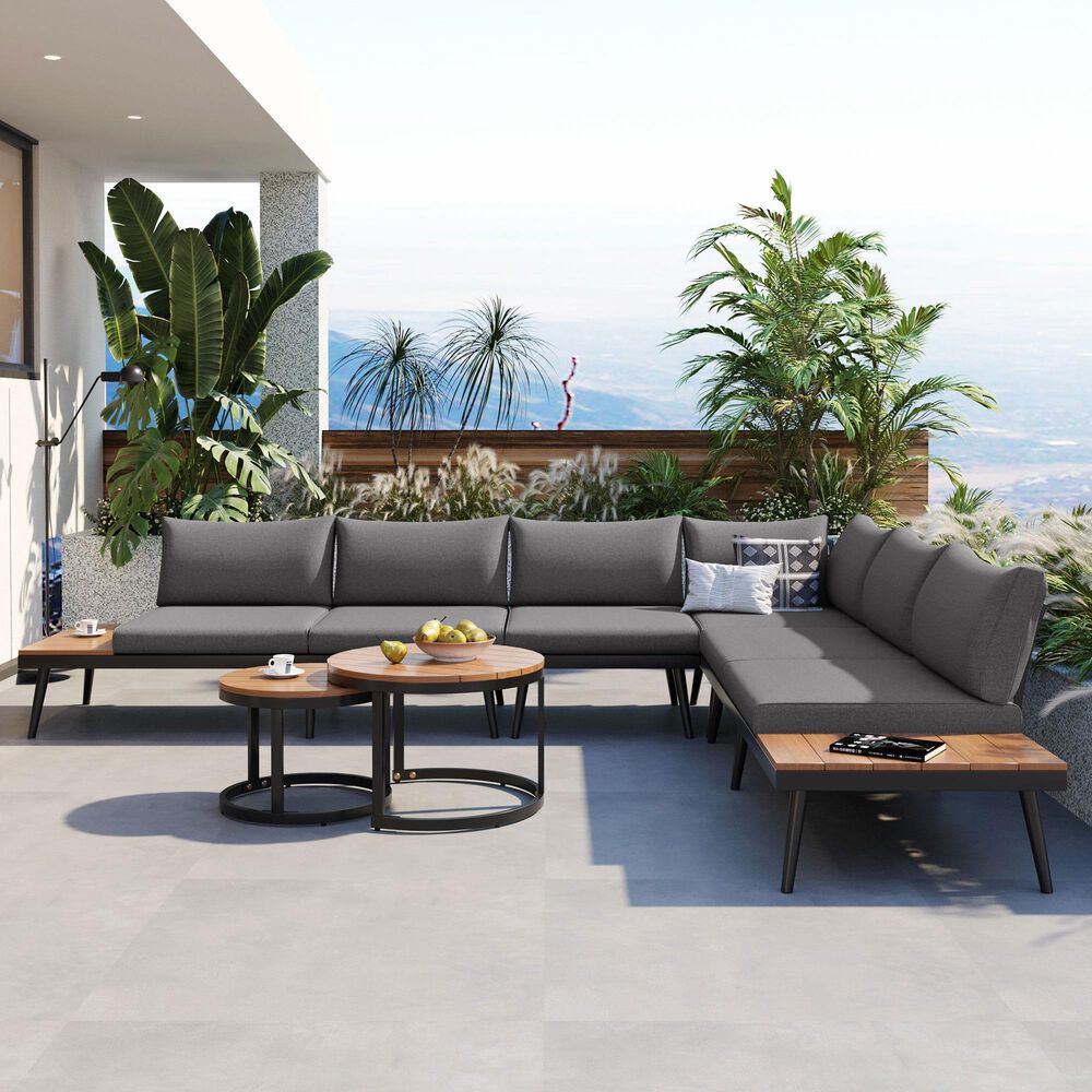 HOMLUX 6-Piece Outdoor Sectional Set in Gray, , large