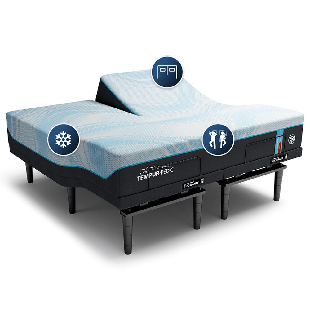 Tempur-Pedic LuxeBreeze 2.0 Firm Flex Head King Mattress with 2 Twin XL Ergo ProSmart Adjustable Bases, , large