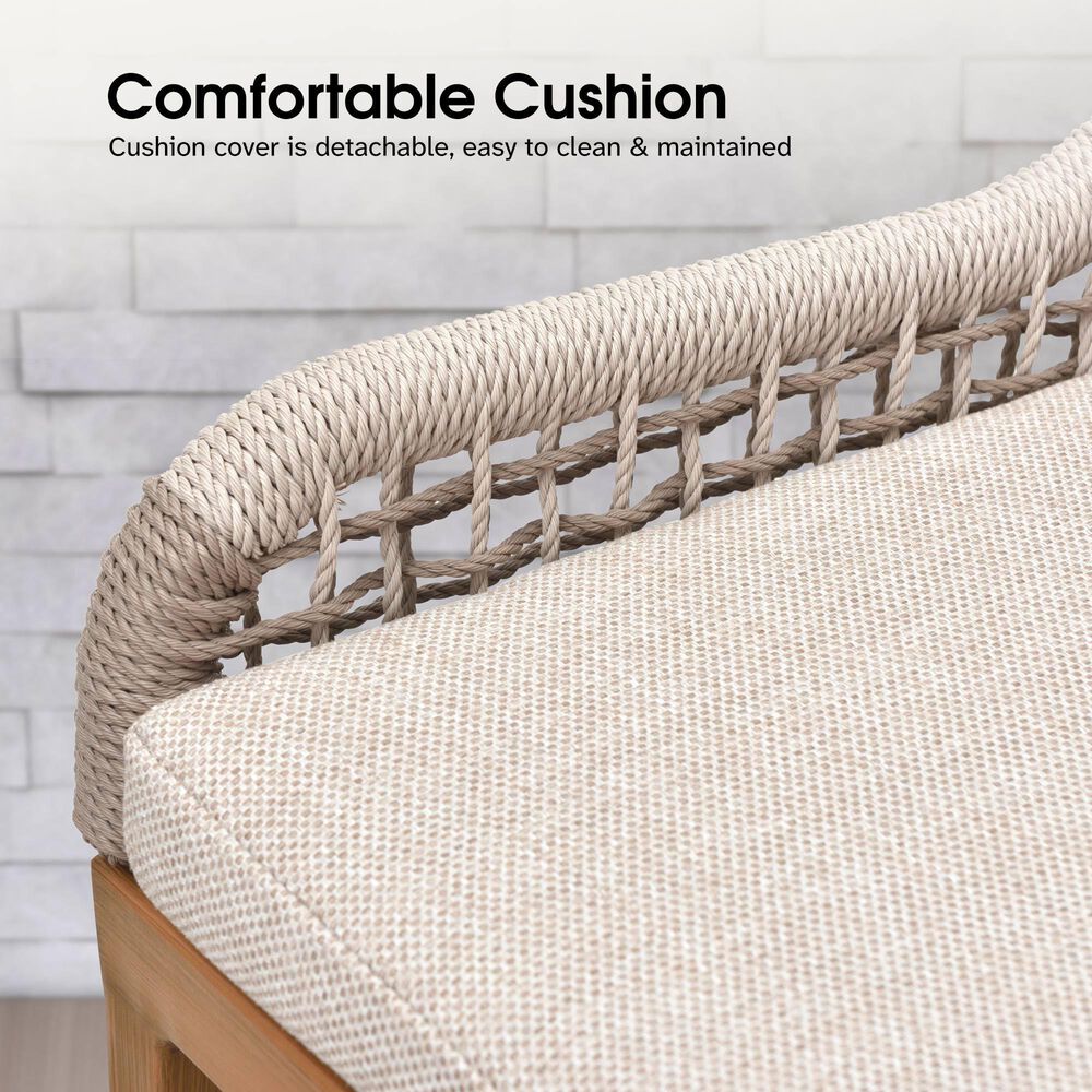 HOMLUX Outdoor Counter Stool with Plaid Back in Grey and Beige (Set of 2), , large