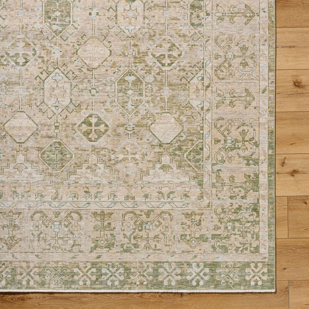 Surya Once Upon a Time Tan, Olive, Light Olive, Light Gray and Pale Blue 2&#39;11&quot; x 9&#39;10&quot; Runner, , large