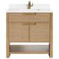 James Martin Vanities Solene 36" Single Bathroom Vanity in Seaside Oak with Single Hole 3 cm White Zeus Quartz Top and Rectangular Sink, , large