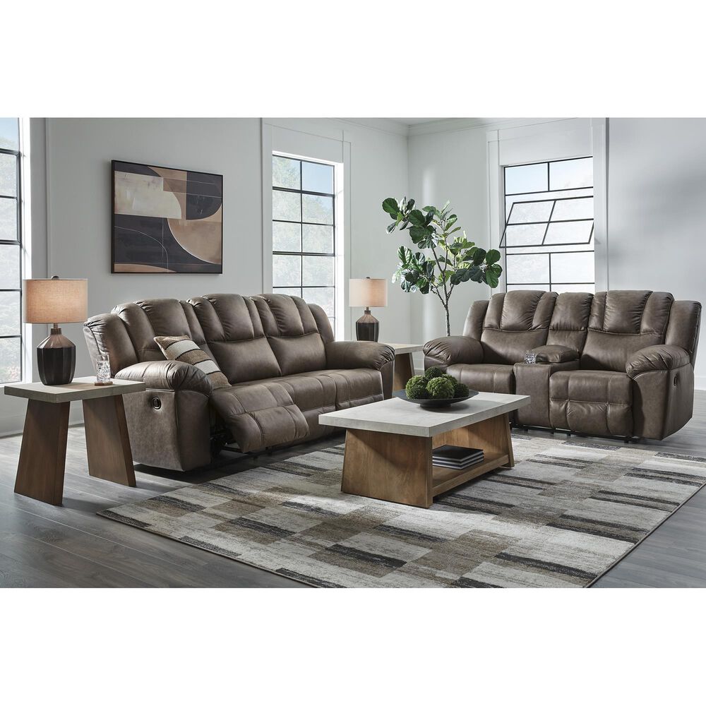 Ashley Lowilla Manual Double Reclining Loveseat with Console in Driftwood, , large