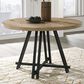 HOMLUX 47"W Round Oak Finish Dining Table with Metal Cross Base in Oak, , large