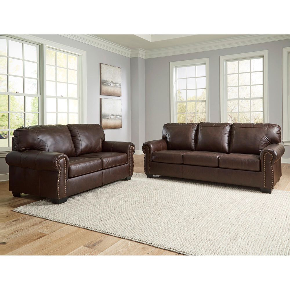 Ashley Colleton Stationary Sofa and Loveseat Set in Dark Brown, , large