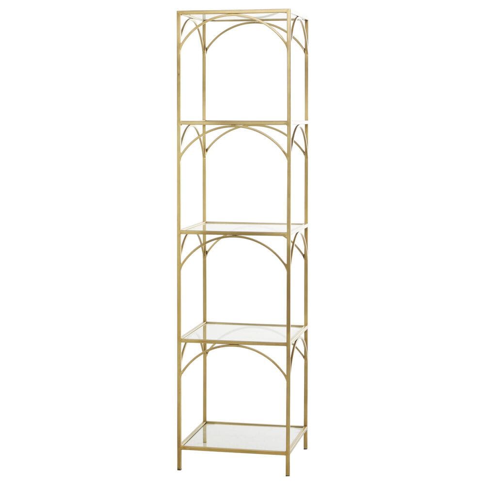 Maple and Jade 4-Shelf Storage Shelving Unit in Satin Gold and Clear, , large