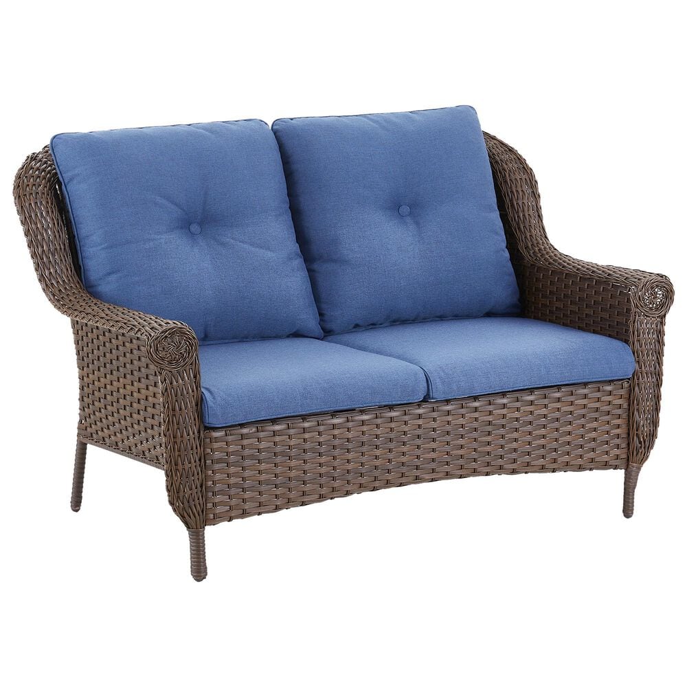 Sunwell Garden 2-Seater Patio Loveseat with Floral Armrests in Navy, , large