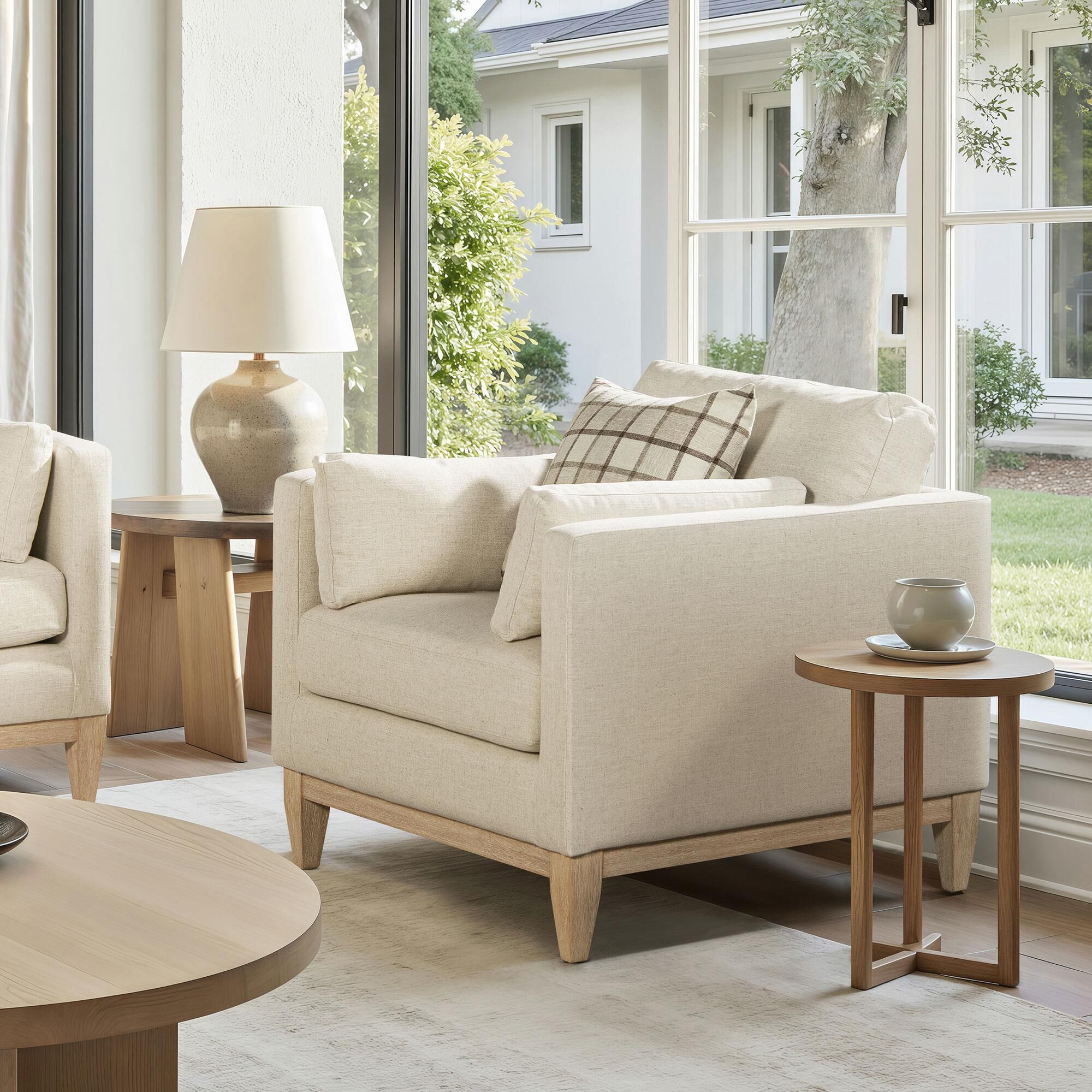 Jennifer Taylor Home Knox Accent Arm Chair in Flax White